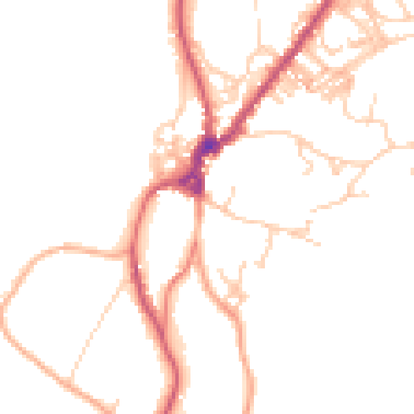Daytime road noise heatmap for LA23 3EG