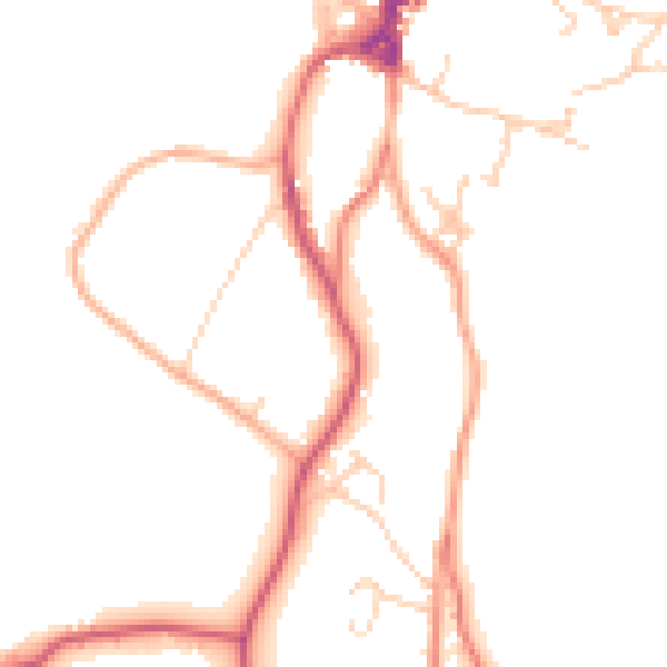 Daytime road noise heatmap for LA23 3ET