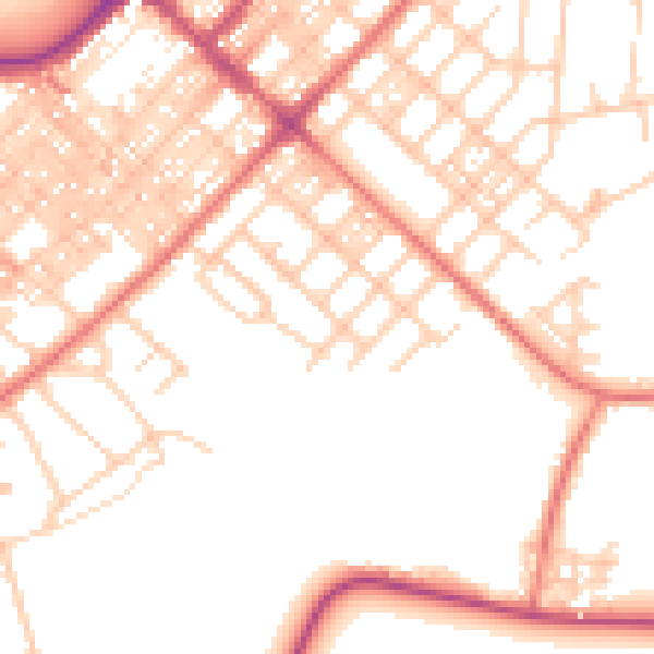 Daytime road noise heatmap for LA3 1AB