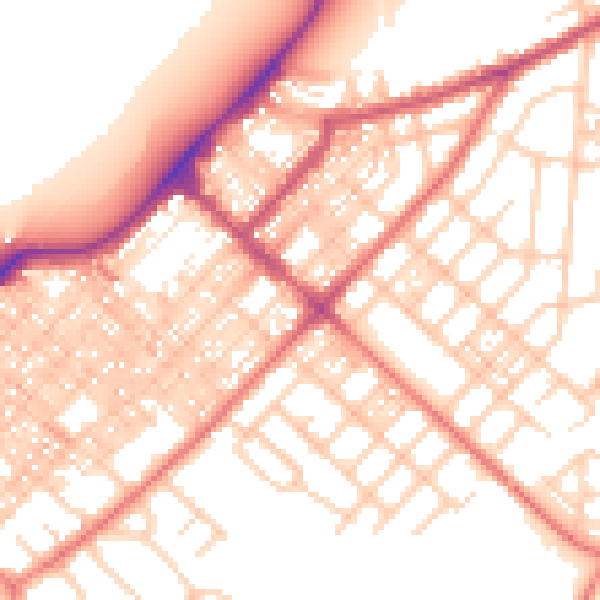 Daytime road noise heatmap for LA3 1AD