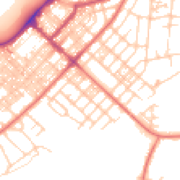 Daytime road noise heatmap for LA3 1AJ