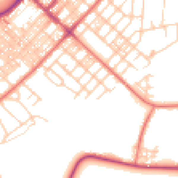 Daytime road noise heatmap for LA3 1AZ