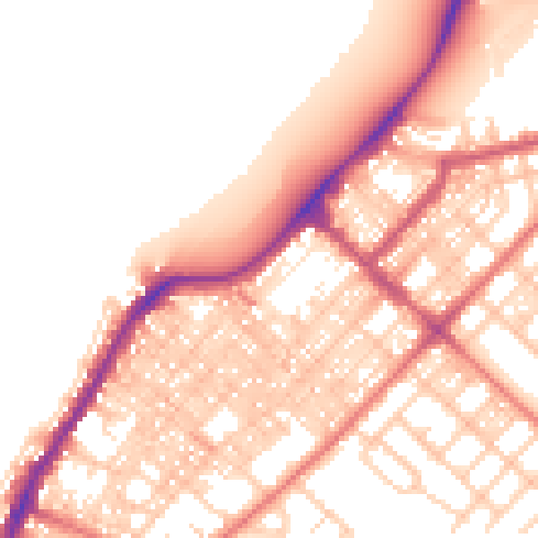 Daytime road noise heatmap for LA3 1BY
