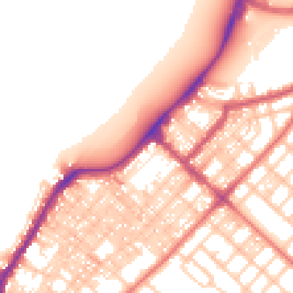 Daytime road noise heatmap for LA3 1BZ