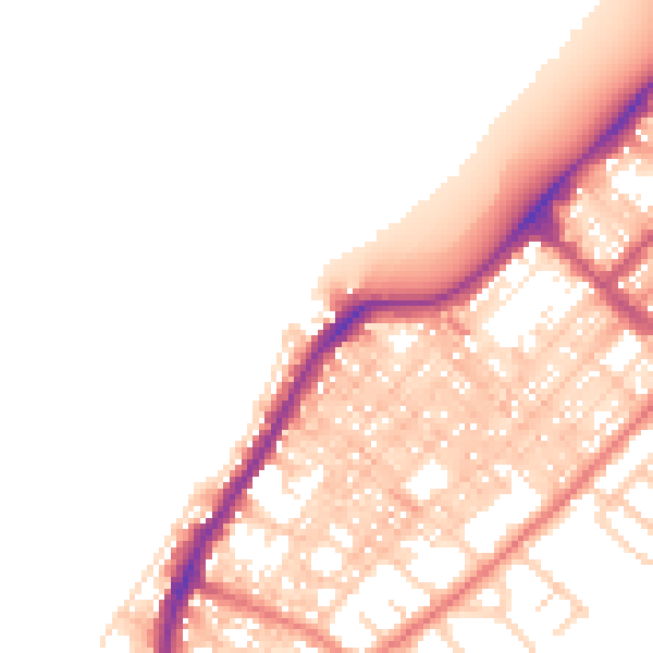 Daytime road noise heatmap for LA3 1DG