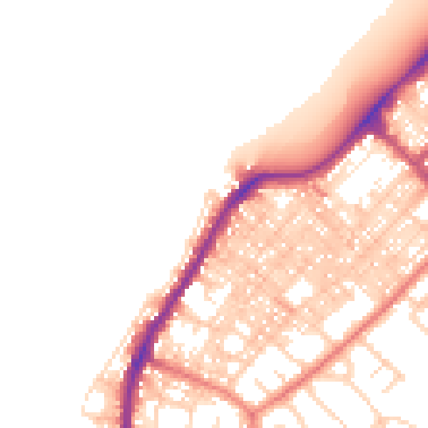 Daytime road noise heatmap for LA3 1DN