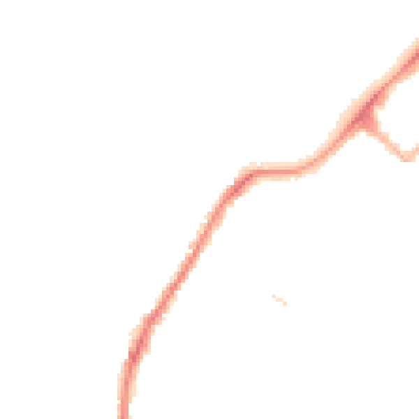 Night-time road noise heatmap for LA3 1DN