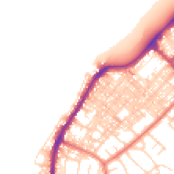 Daytime road noise heatmap for LA3 1DQ
