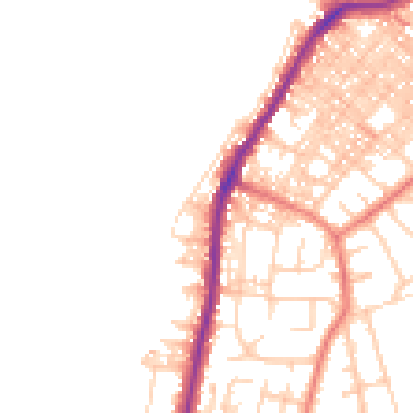 Daytime road noise heatmap for LA3 1DS