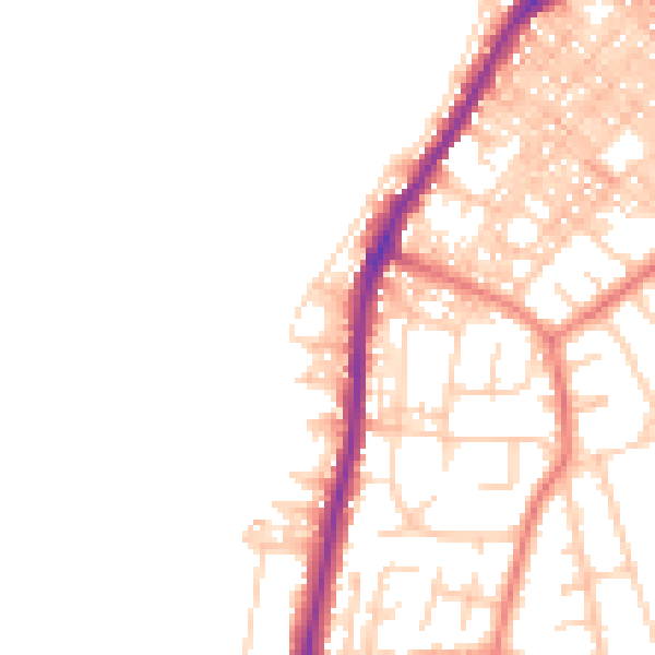 Daytime road noise heatmap for LA3 1DU