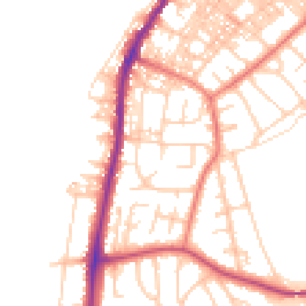 Daytime road noise heatmap for LA3 1EY