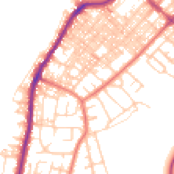 Daytime road noise heatmap for LA3 1JU