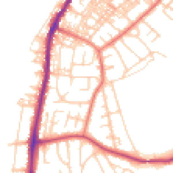 Daytime road noise heatmap for LA3 1LW