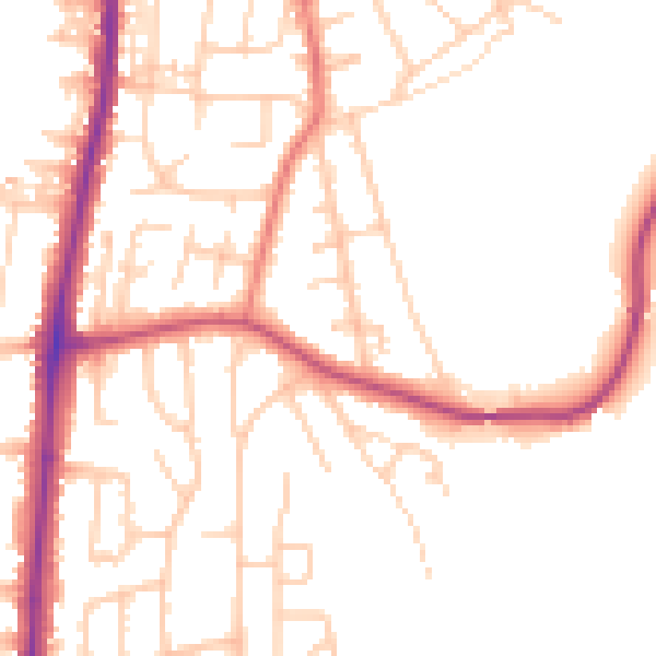 Daytime road noise heatmap for LA3 1NB