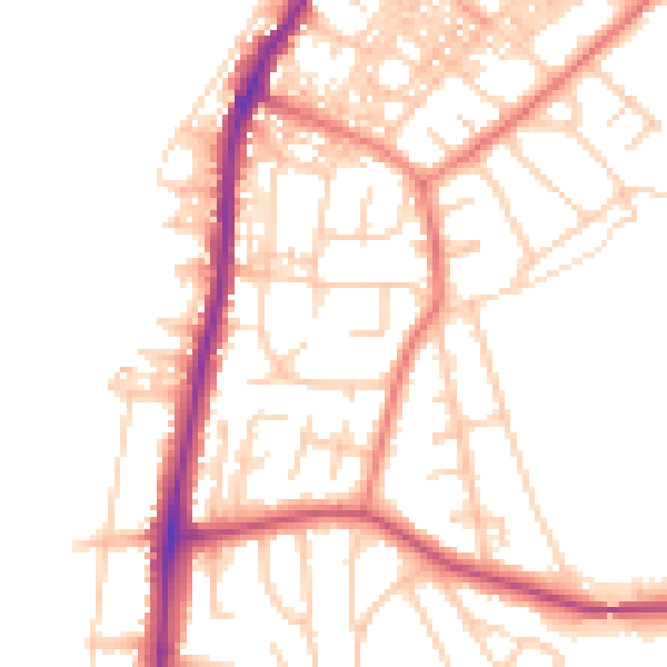 Daytime road noise heatmap for LA3 1NH