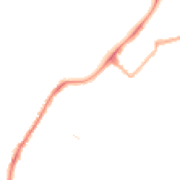 Night-time road noise heatmap for LA3 1TG