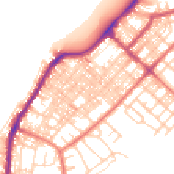 Daytime road noise heatmap for LA3 1UQ