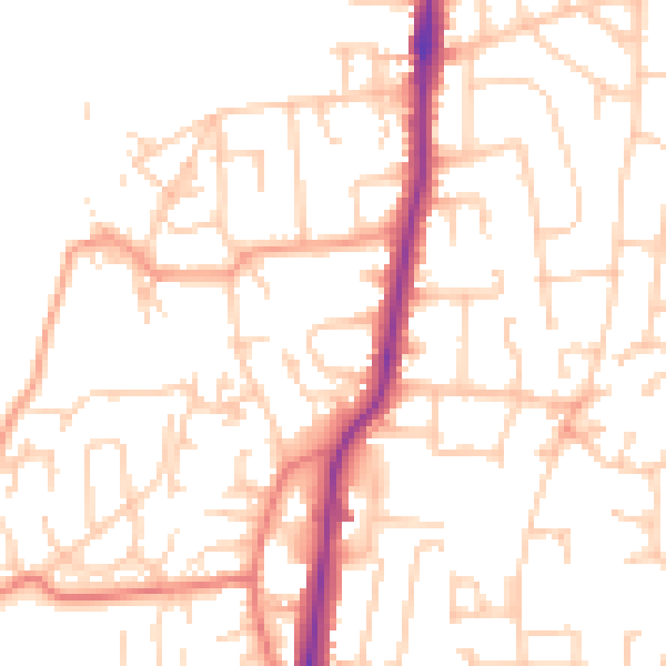 Daytime road noise heatmap for LA3 2BT