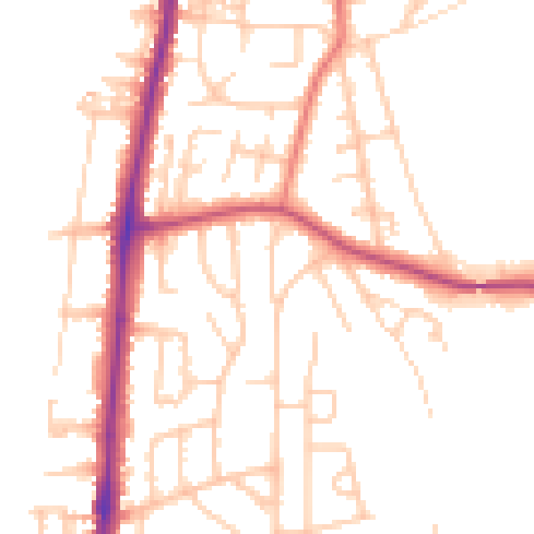 Daytime road noise heatmap for LA3 2EX