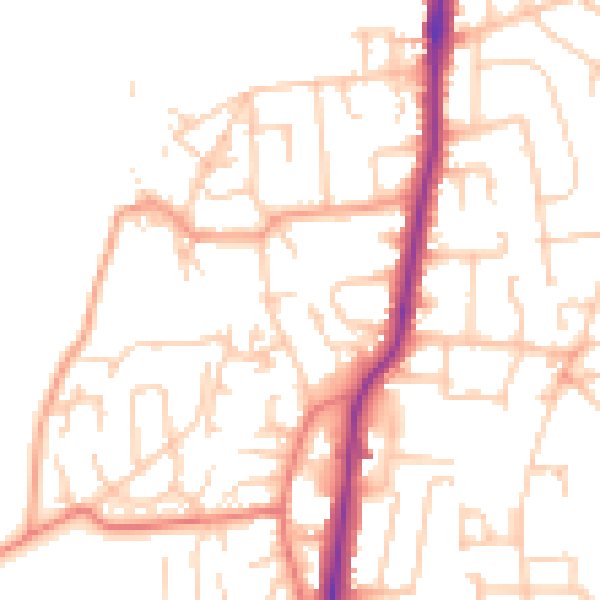 Daytime road noise heatmap for LA3 2RQ