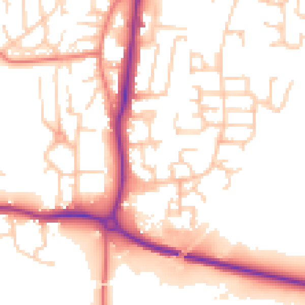 Daytime road noise heatmap for LA3 2SR