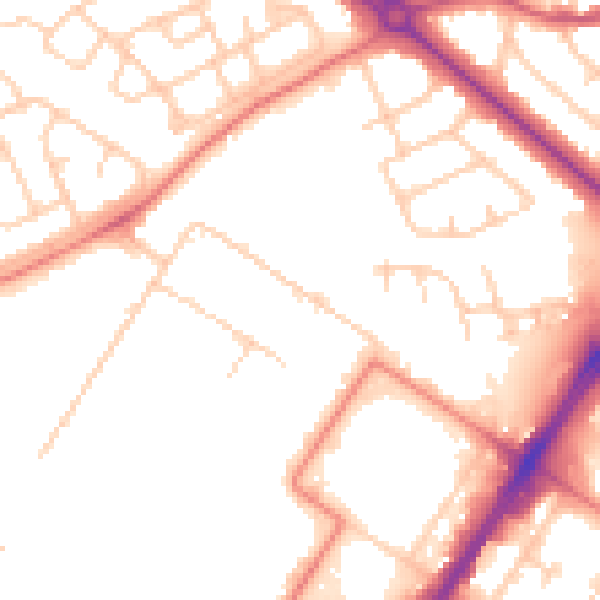 Daytime road noise heatmap for LA3 3AY