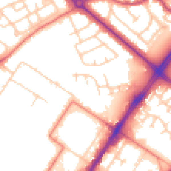 Daytime road noise heatmap for LA3 3BP