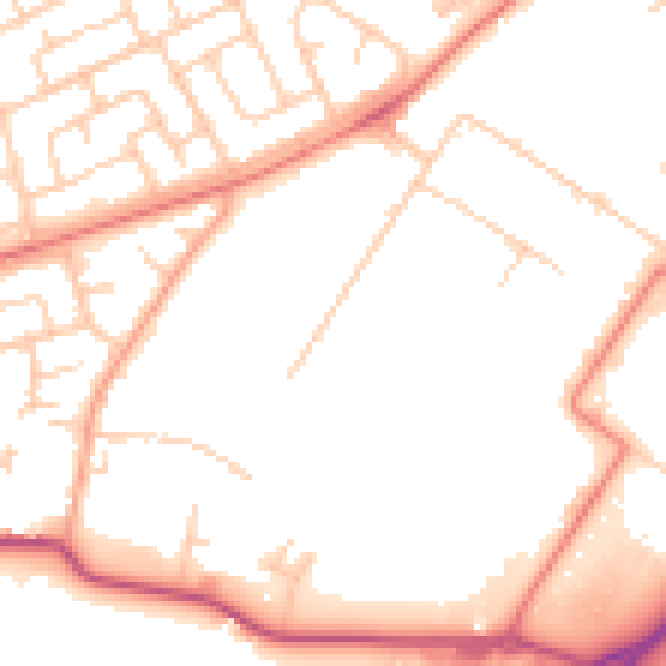 Daytime road noise heatmap for LA3 3BT