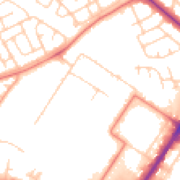 Daytime road noise heatmap for LA3 3BZ
