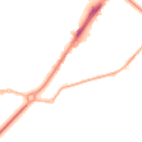 Night-time road noise heatmap for LA3 3PT