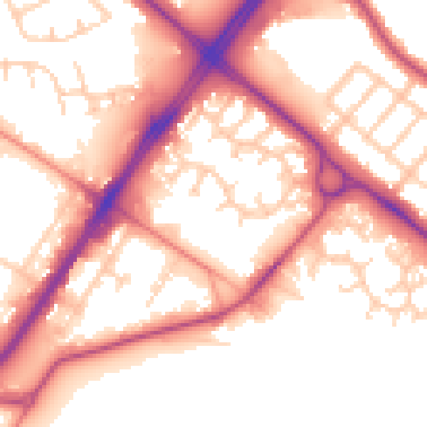 Daytime road noise heatmap for LA3 3RJ