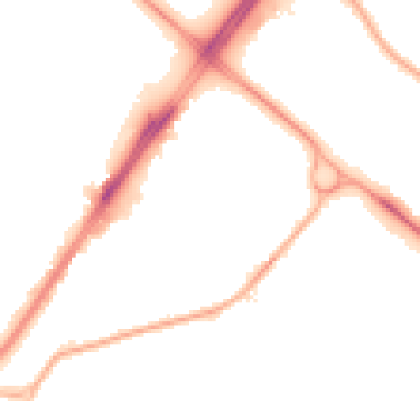 Night-time road noise heatmap for LA3 3RJ