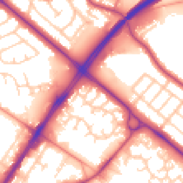 Daytime road noise heatmap for LA3 3SU