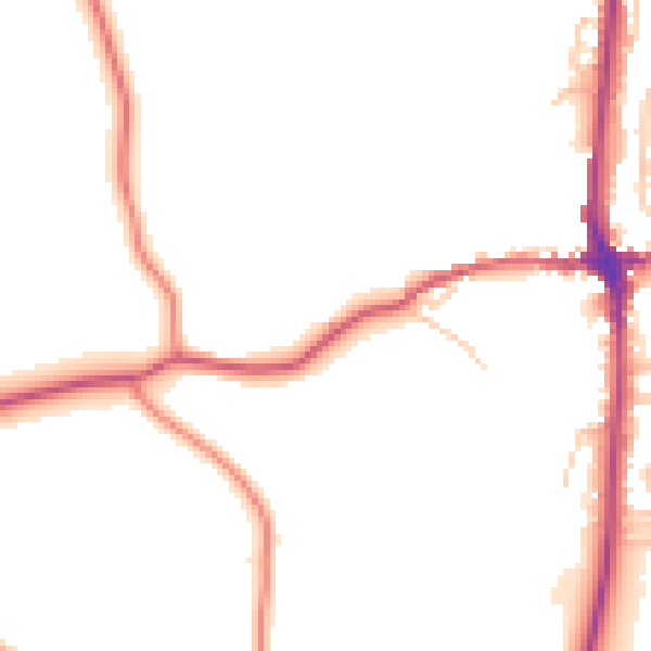 Daytime road noise heatmap for LA7 7AN