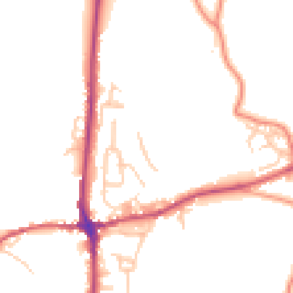 Daytime road noise heatmap for LA7 7DF