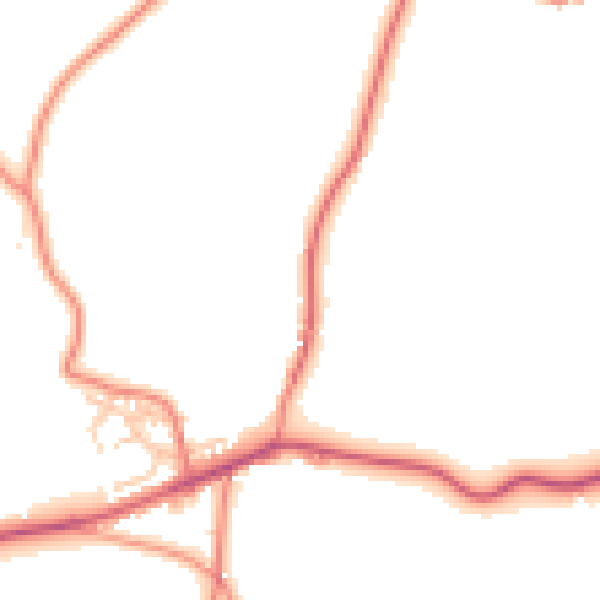 Daytime road noise heatmap for LA7 7DQ