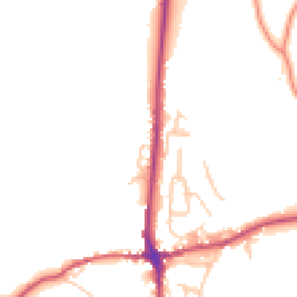 Daytime road noise heatmap for LA7 7DW
