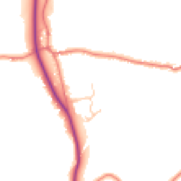 Daytime road noise heatmap for LA7 7EG