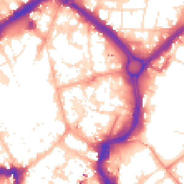 Daytime road noise heatmap for LE1 1SB