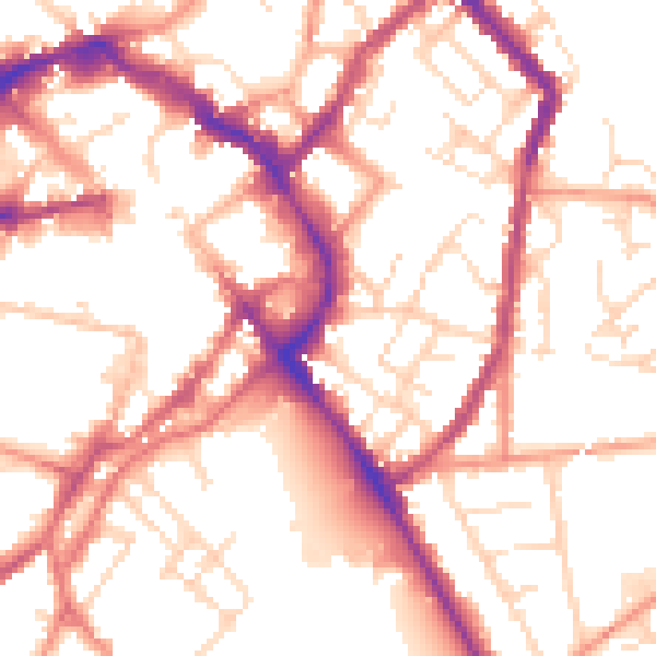 Daytime road noise heatmap for LE11 1AB