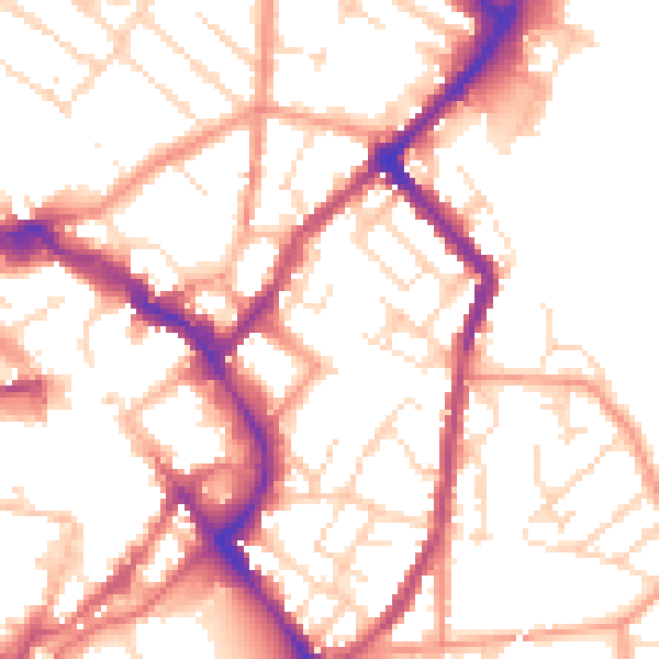 Daytime road noise heatmap for LE11 1AD