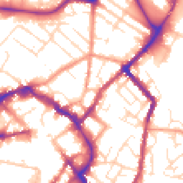 Daytime road noise heatmap for LE11 1AE