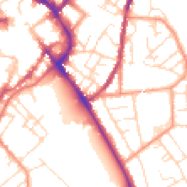 Daytime road noise heatmap for LE11 1AG