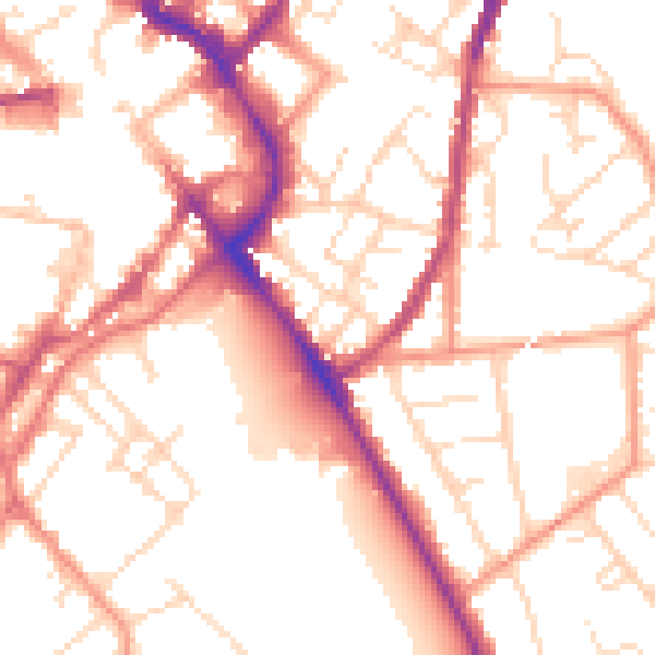 Daytime road noise heatmap for LE11 1AL