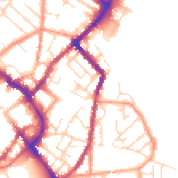 Daytime road noise heatmap for LE11 1AN