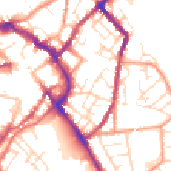 Daytime road noise heatmap for LE11 1AQ