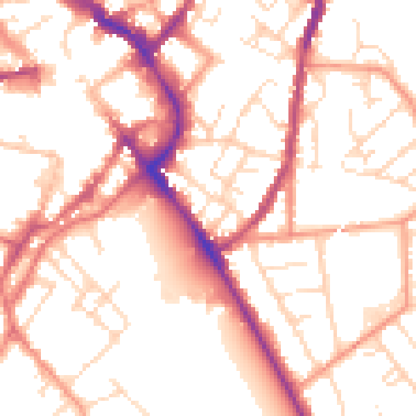 Daytime road noise heatmap for LE11 1AS