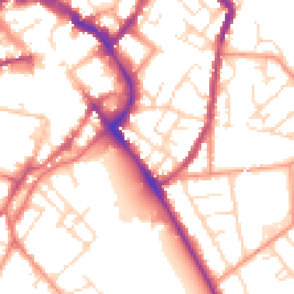 Daytime road noise heatmap for LE11 1AU