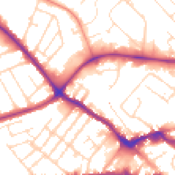 Daytime road noise heatmap for LE11 1AW