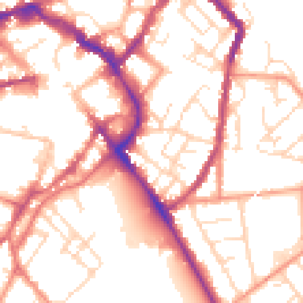 Daytime road noise heatmap for LE11 1AX